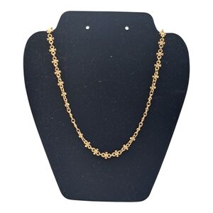 Vintage Monet Gold Tone Textured Link Chain Necklace 32" – Statement Jewelry